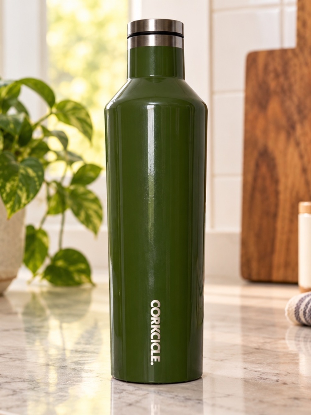 Corkcicle 16 oz Canteen Olive Green Insulated Stainless Steel Water Bottle